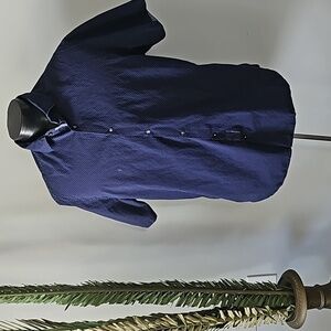 Cactus Man Navy Blue and White Polka Dot Short Sleeve Button Down